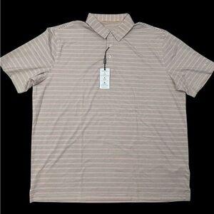 Michel Rouen Men’s Performance Polo Striped‎ Shirt 2XL Casual Golf NWT